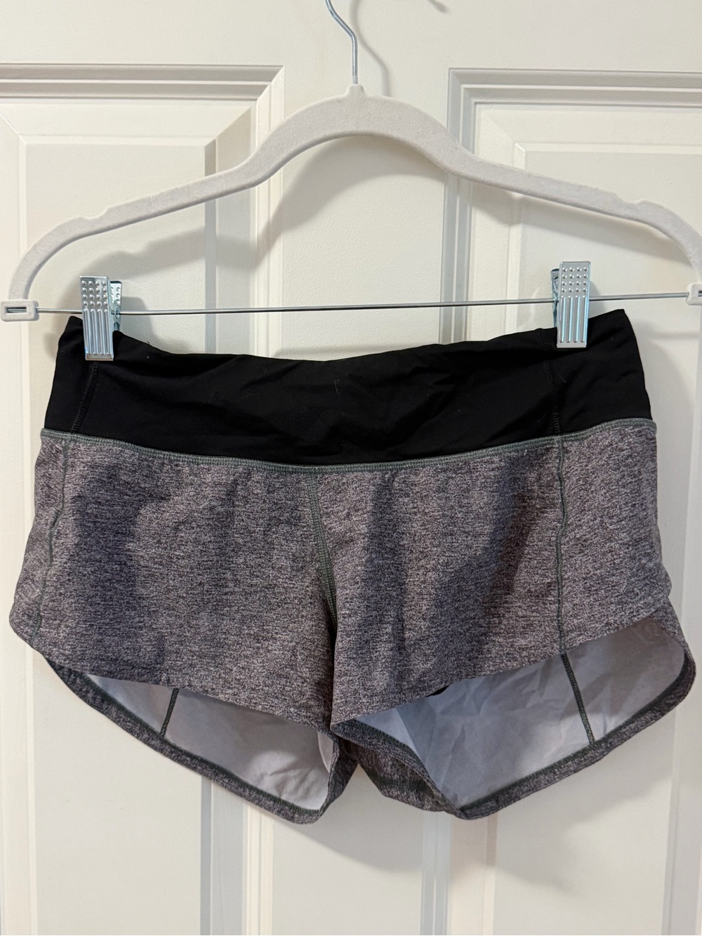 Lululemon Heather Gray Black Running Shorts Size 2